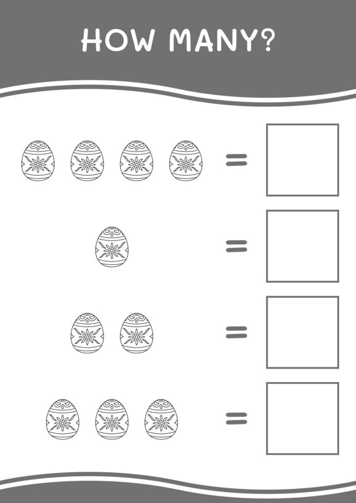 How many of Easter egg, game for children. Vector illustration, printable worksheet