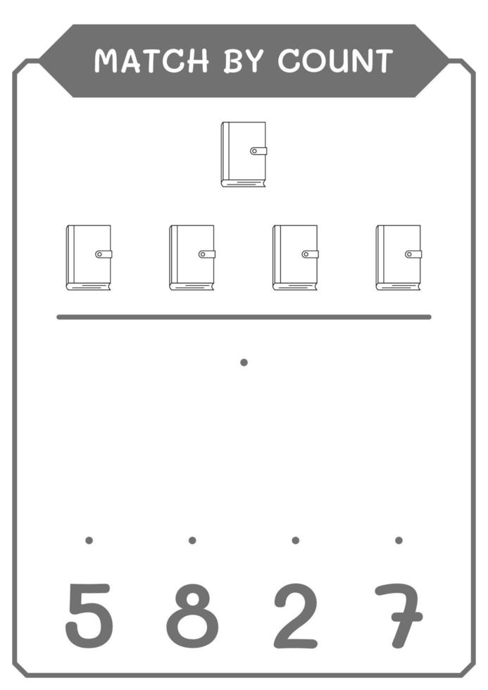 Match by count of Notebook, game for children. Vector illustration, printable worksheet
