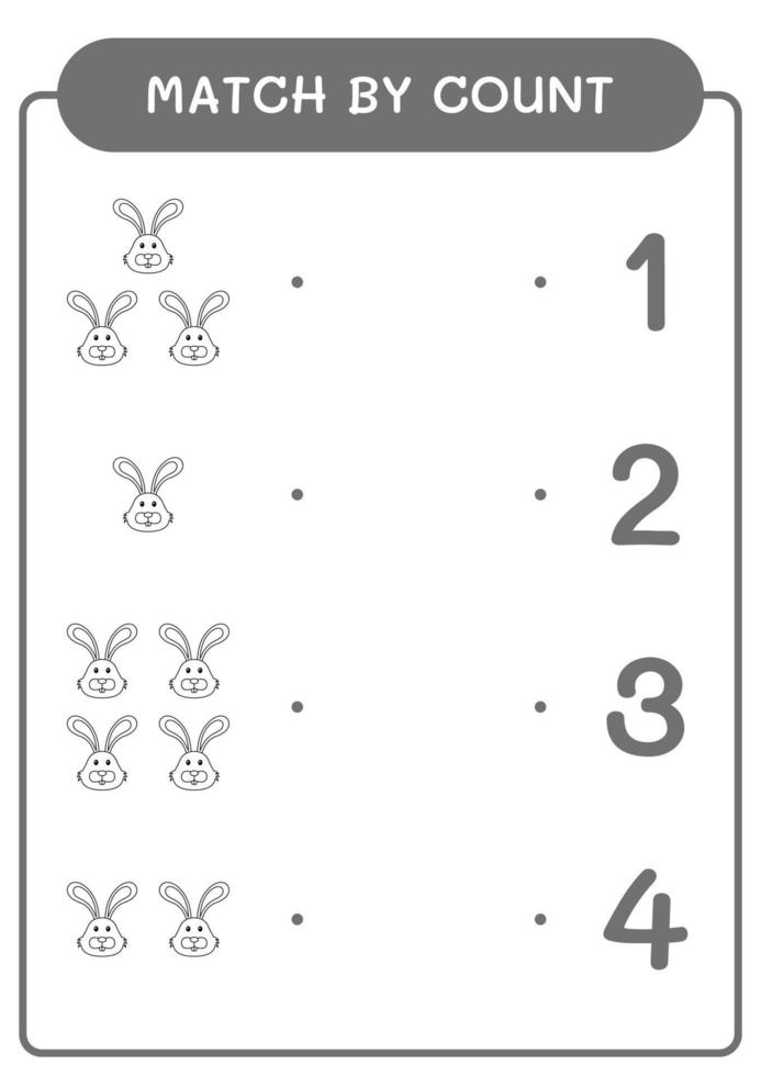 Match by count of Rabbit, game for children. Vector illustration, printable worksheet