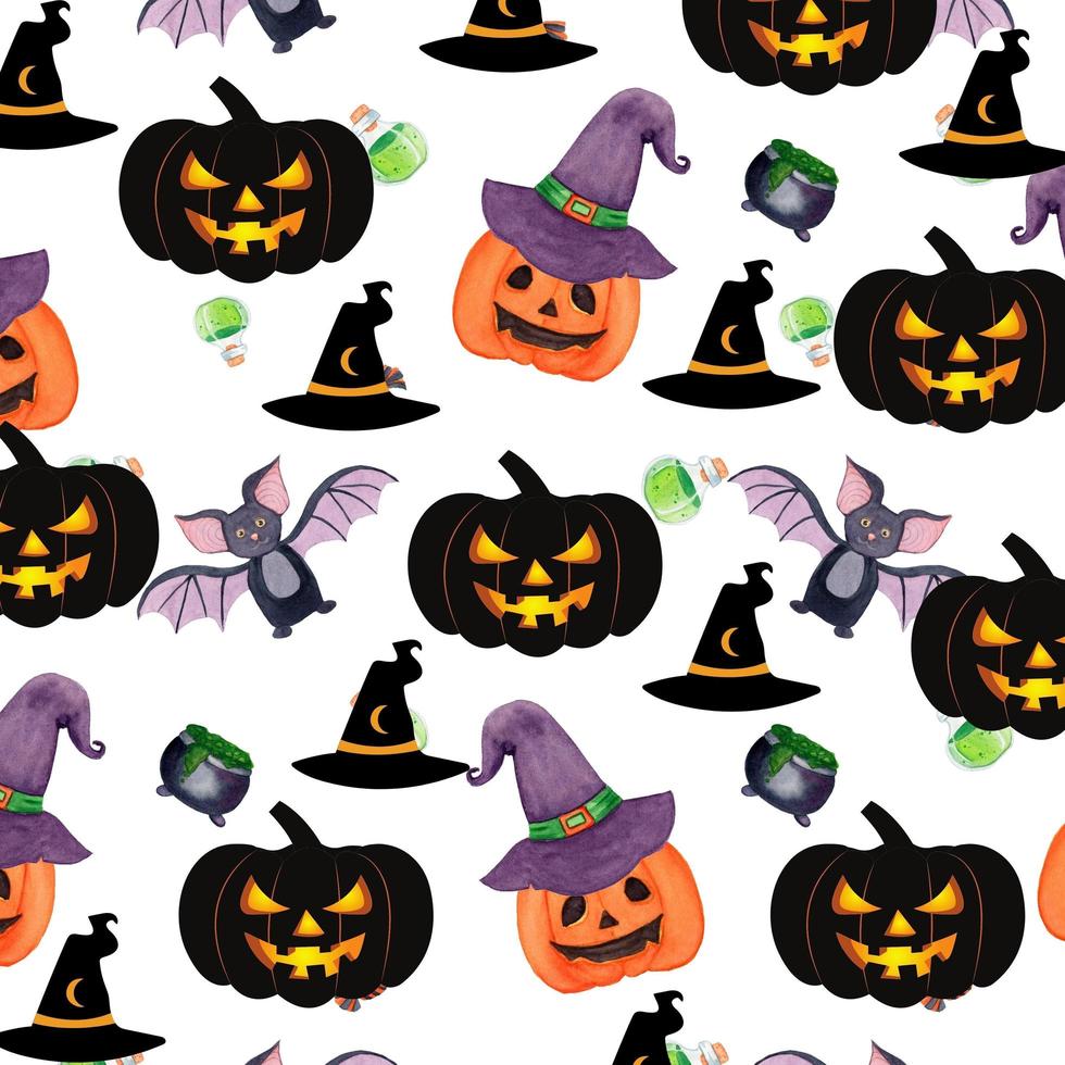 Ghost Spiderweb Black skull Pumpkin Bat Spider candies Horror Happy Halloween Pattern Background photo