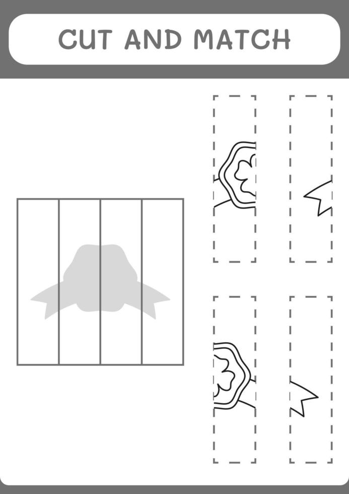 Cut and match parts of Clover badge, game for children. Vector illustration, printable worksheet