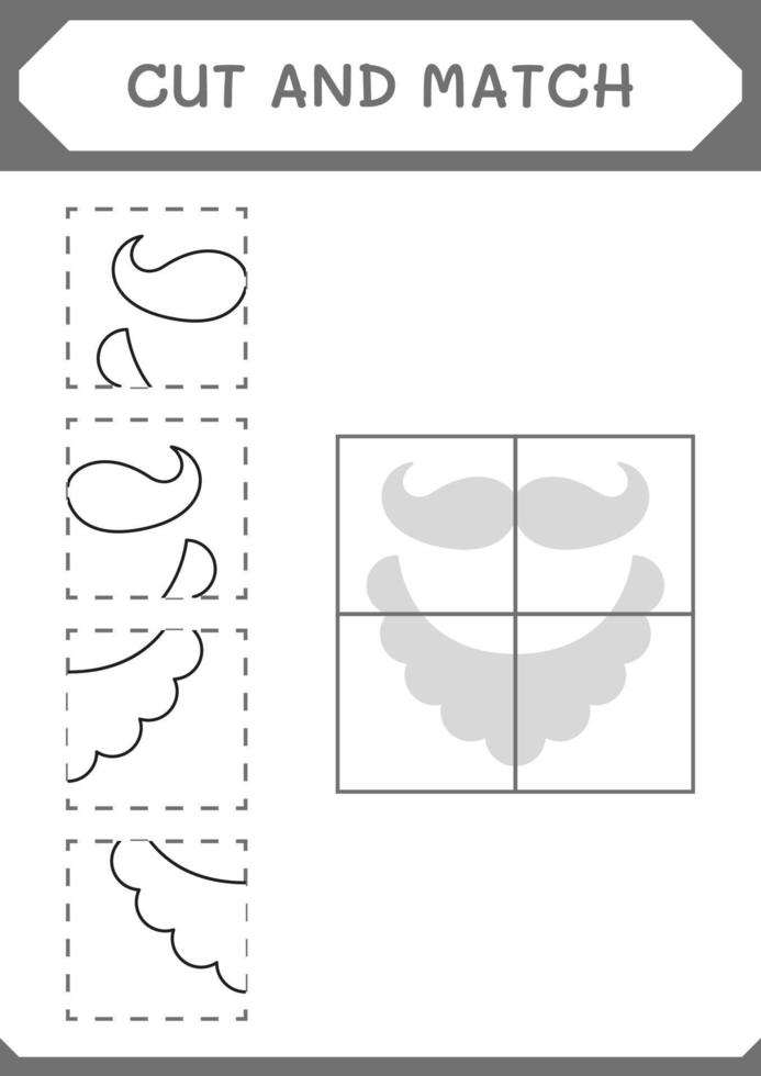Cut and match parts of Leprechaun beard, game for children. Vector illustration, printable worksheet