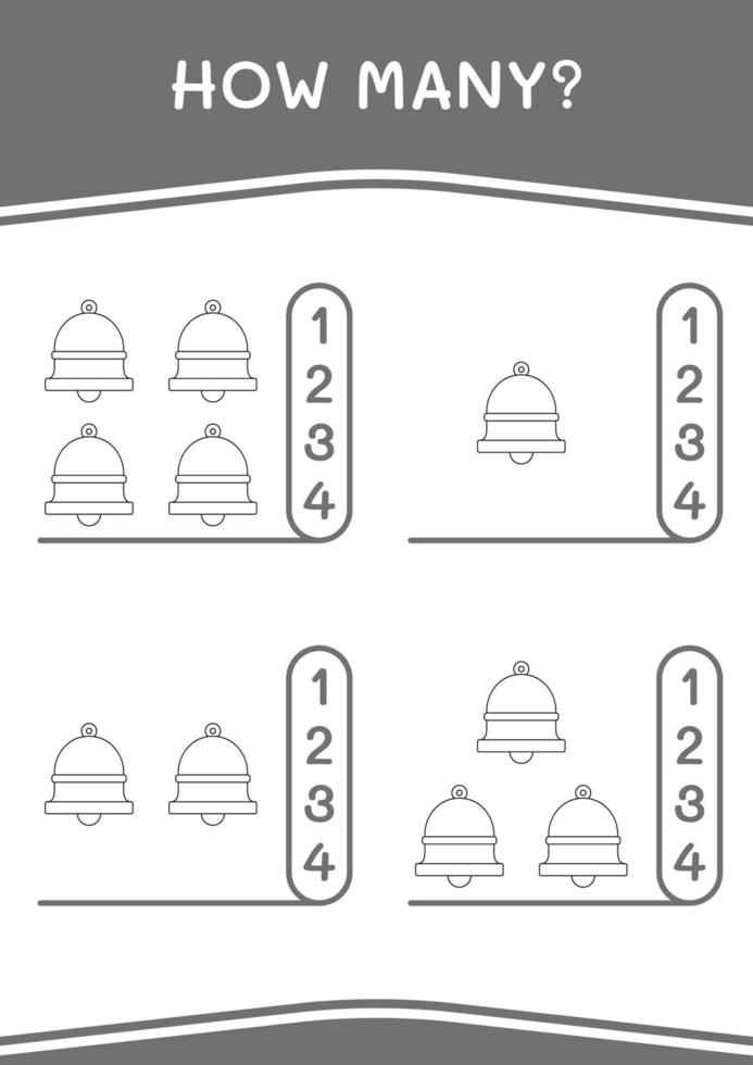 How many of Bell, game for children. Vector illustration, printable worksheet