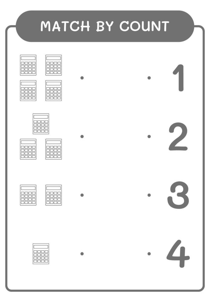 Match by count of Calculator, game for children. Vector illustration, printable worksheet
