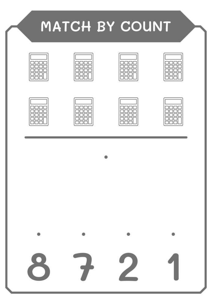Match by count of Calculator, game for children. Vector illustration, printable worksheet