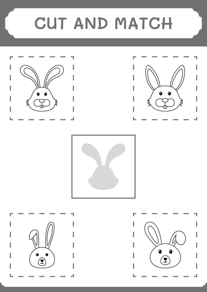 Cut and match parts of Rabbit, game for children. Vector illustration, printable worksheet