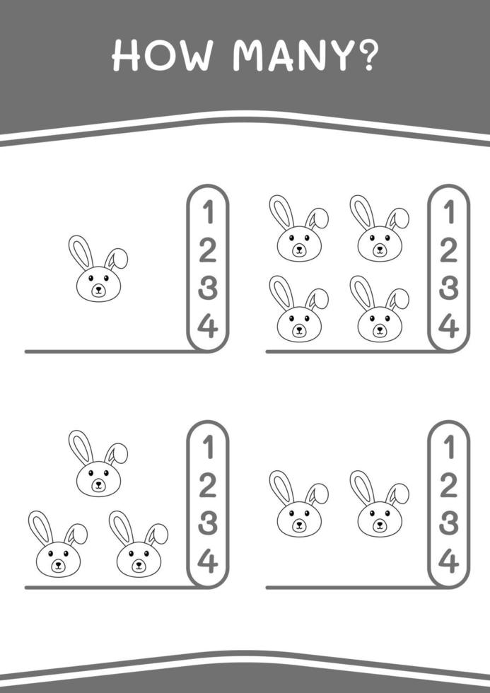 How many of Rabbit, game for children. Vector illustration, printable worksheet