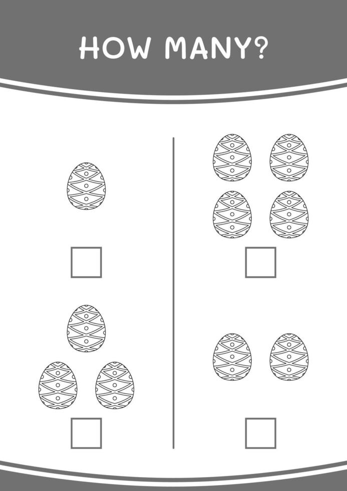 How many of Easter egg, game for children. Vector illustration, printable worksheet