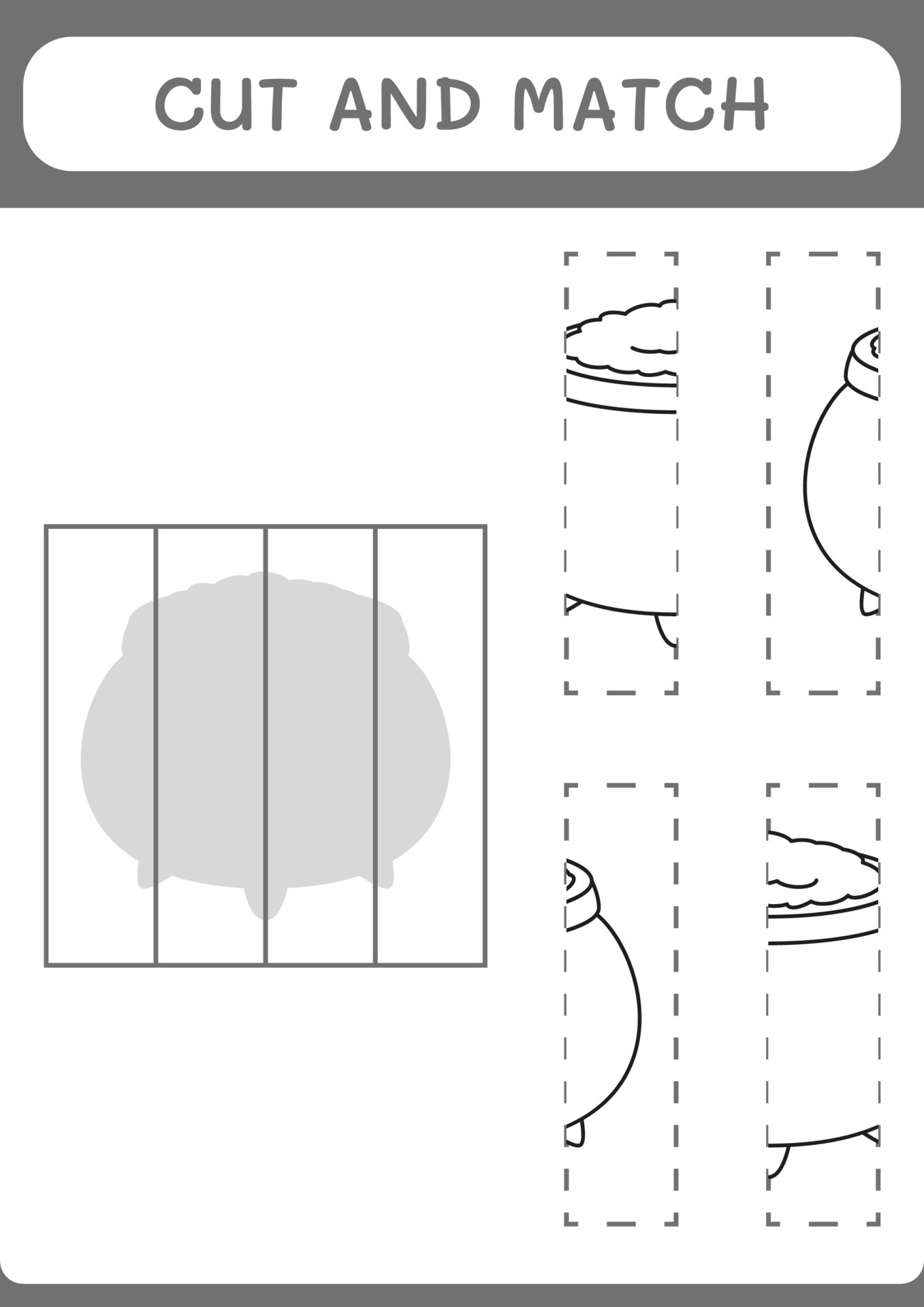Cut and match parts of Cauldron game for children Vector illustration Cut and match parts of Cauldron game for children Vector illustration