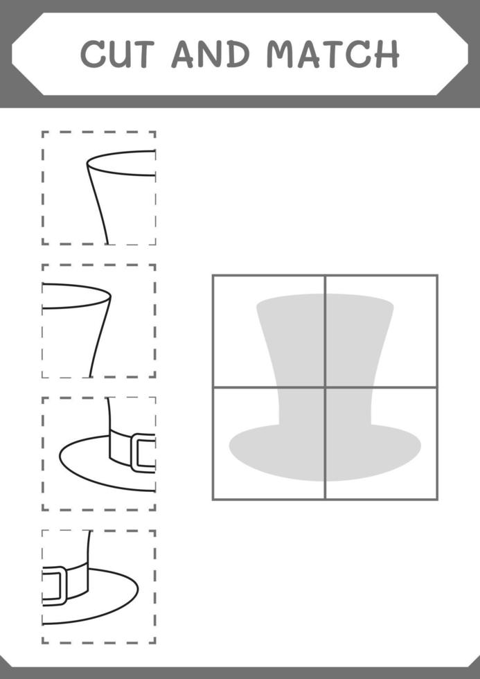 Cut and match parts of St. Patrick's Day hat, game for children. Vector