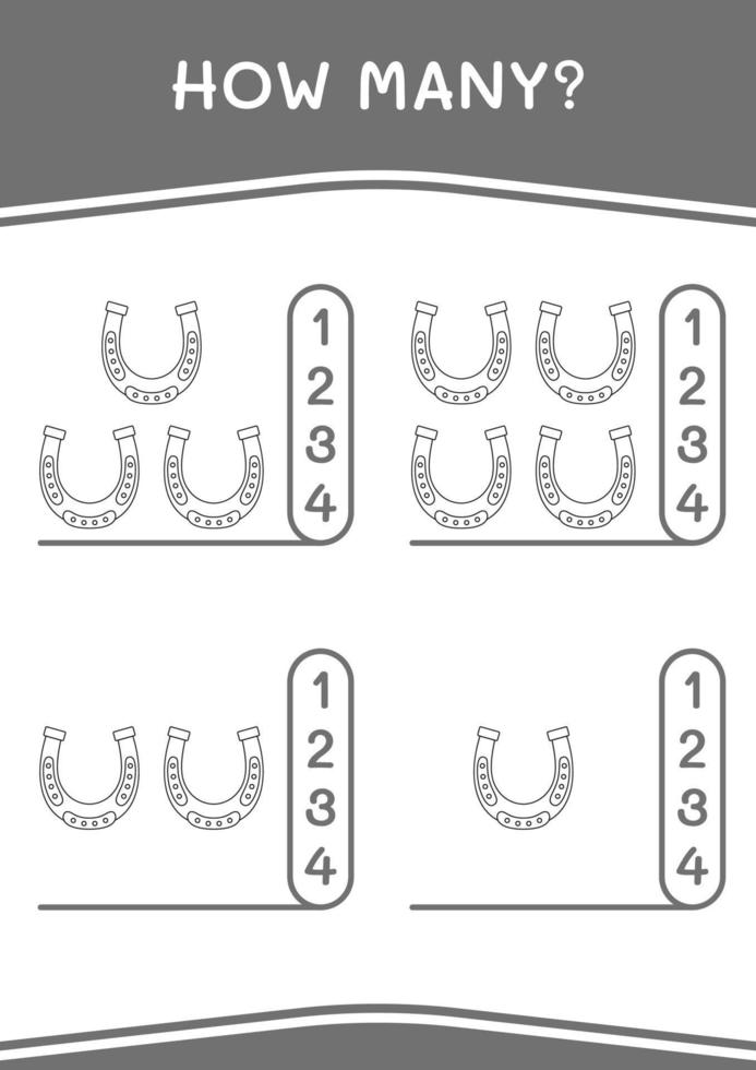 How many of Horseshoe, game for children. Vector illustration, printable worksheet