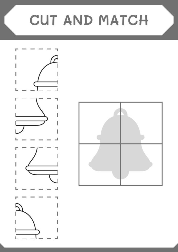 Cut and match parts of Bell, game for children. Vector illustration, printable worksheet