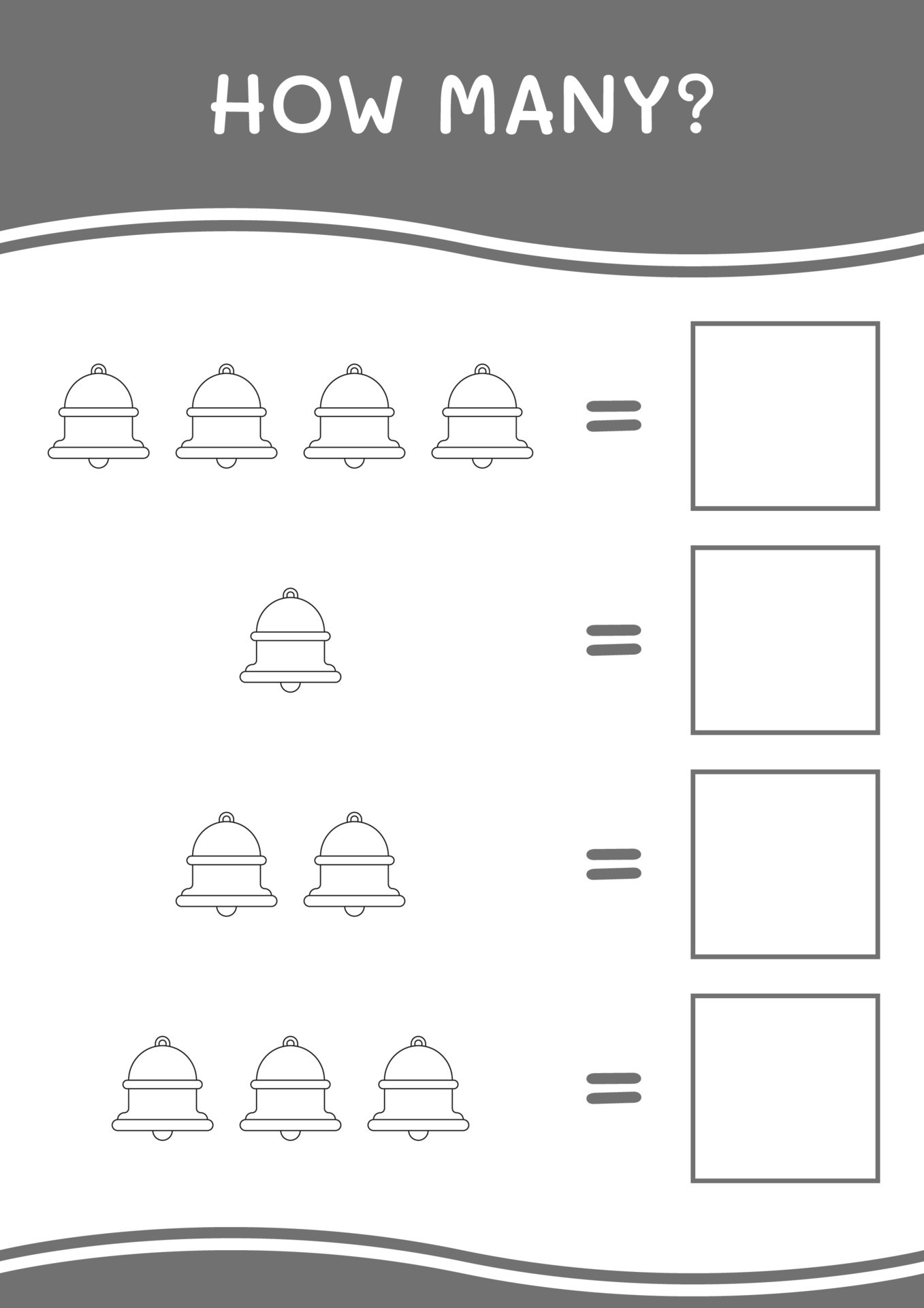 How many of Bell, game for children. Vector illustration, printable worksheet 11218314 Vector