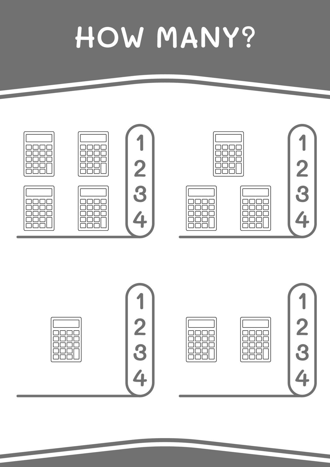 How many of Calculator, game for children. Vector illustration, printable worksheet 11218317