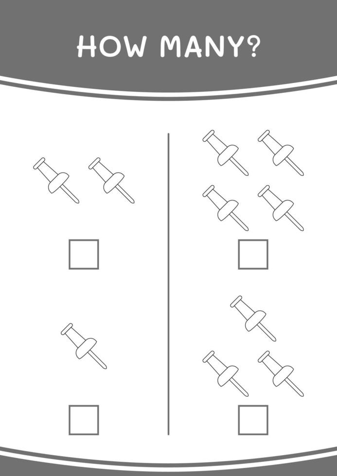 How many of Push pin, game for children. Vector illustration, printable worksheet 11218319