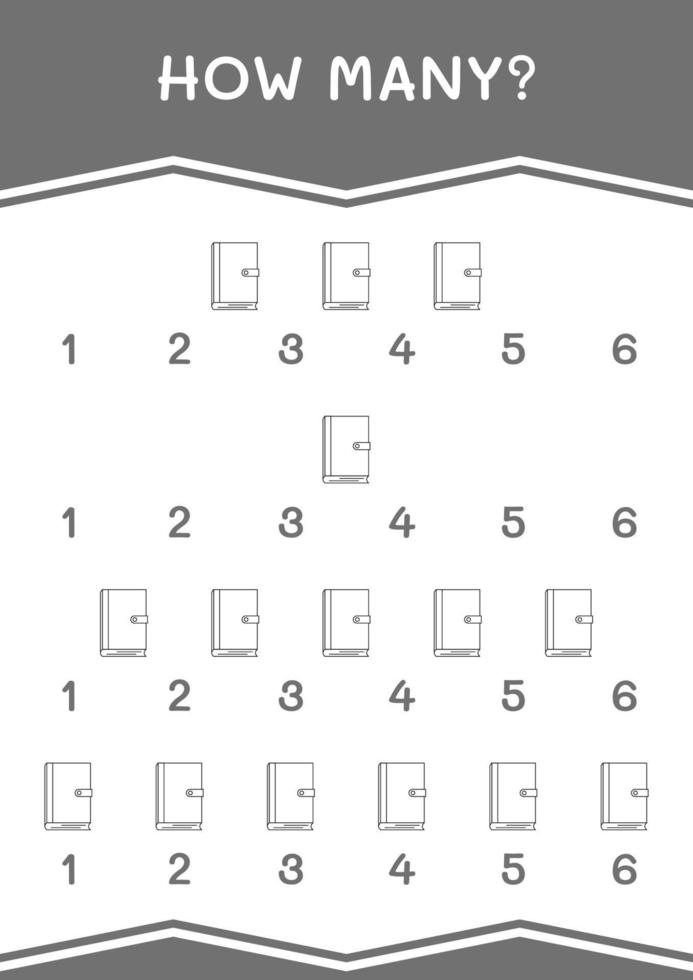 How many of Notebook, game for children. Vector illustration, printable worksheet