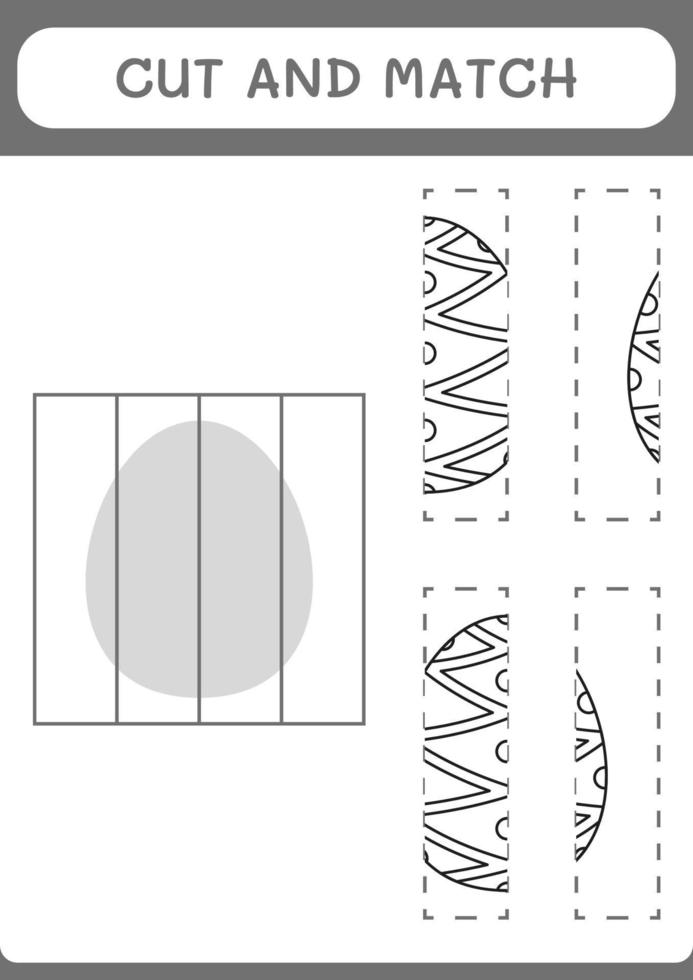 Cut and match parts of Easter egg, game for children. Vector illustration, printable worksheet