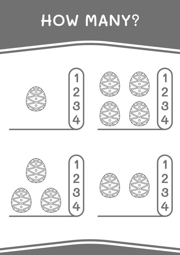 How many of Easter egg, game for children. Vector illustration, printable worksheet