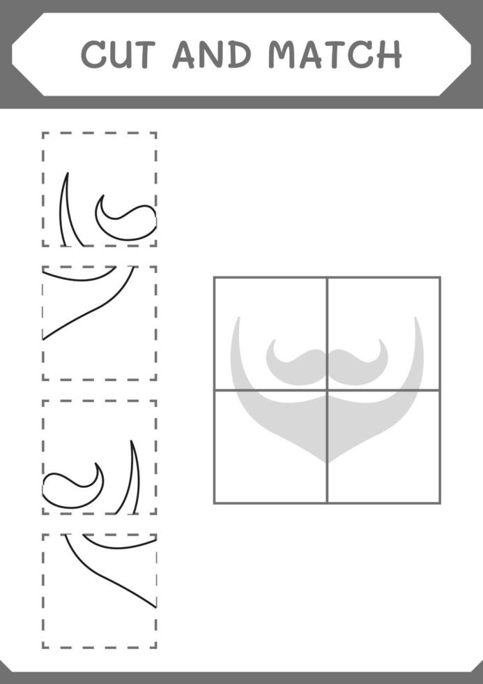 Cut and match parts of Leprechaun beard, game for children. Vector illustration, printable worksheet