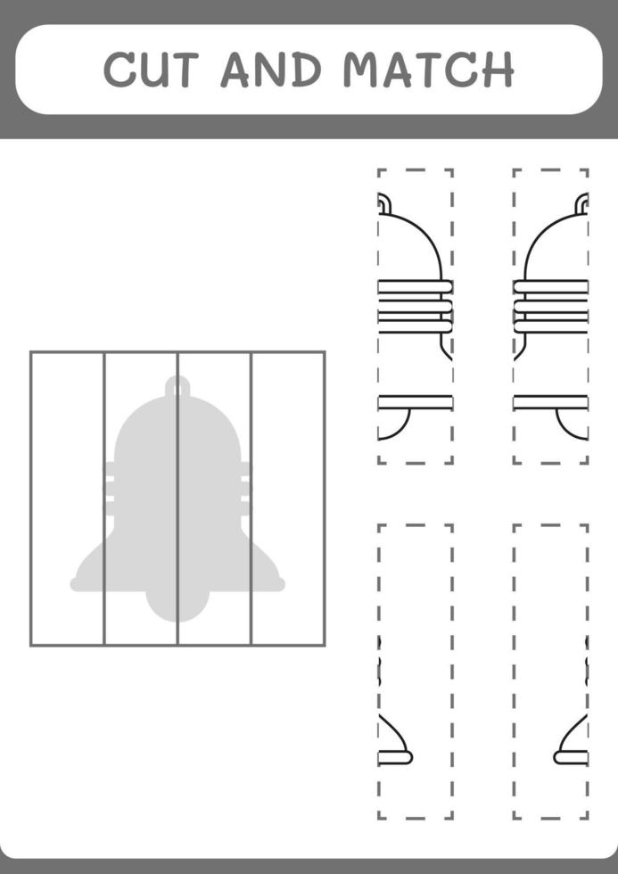 Cut and match parts of Bell, game for children. Vector illustration, printable worksheet