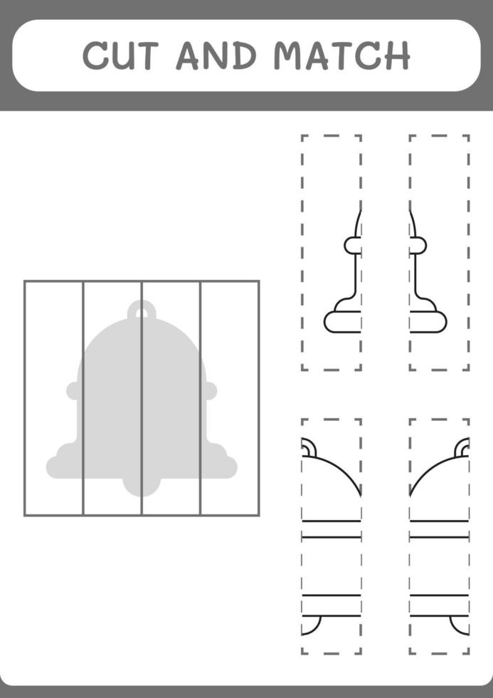 Cut and match parts of Bell, game for children. Vector illustration, printable worksheet