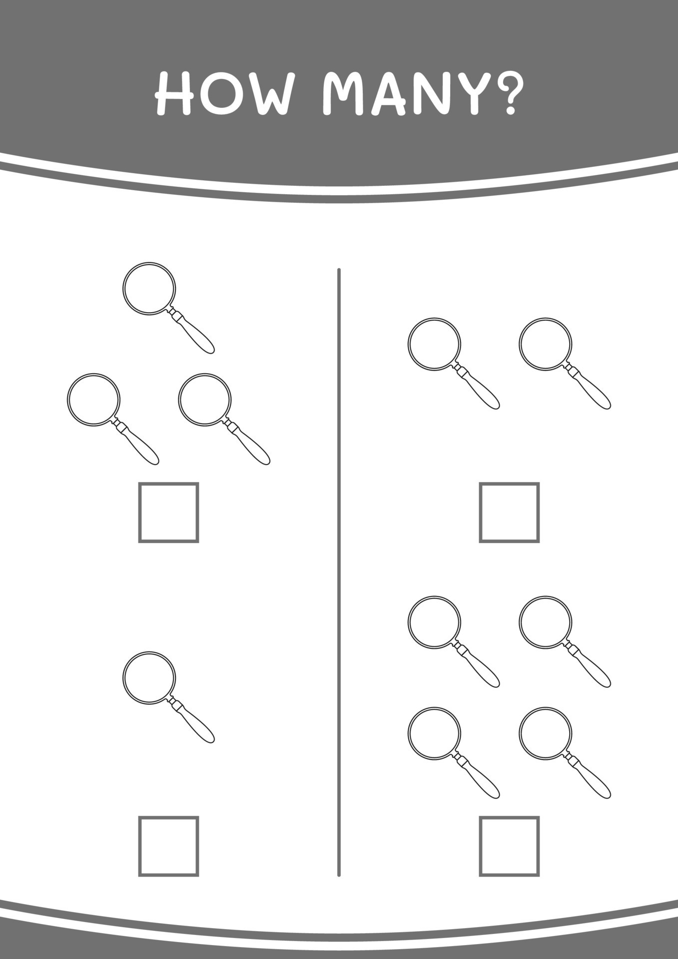 How many of Magnifying glass, game for children. Vector illustration
