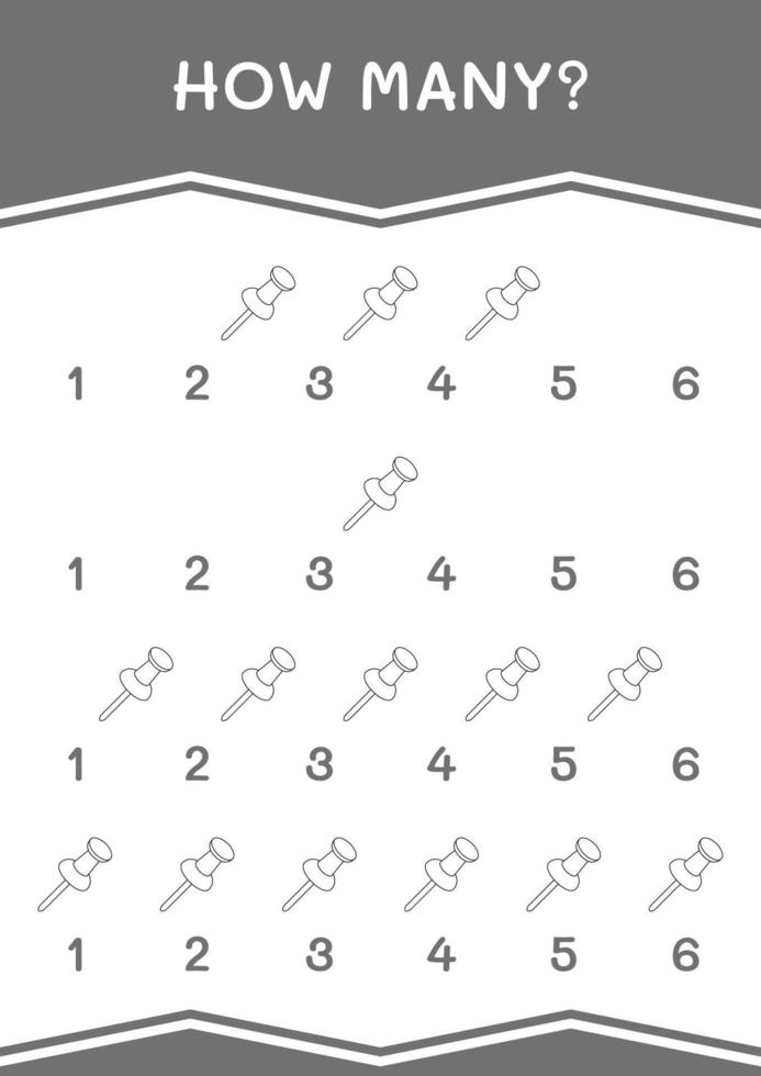 How many of Push pin, game for children. Vector illustration, printable worksheet 11218429