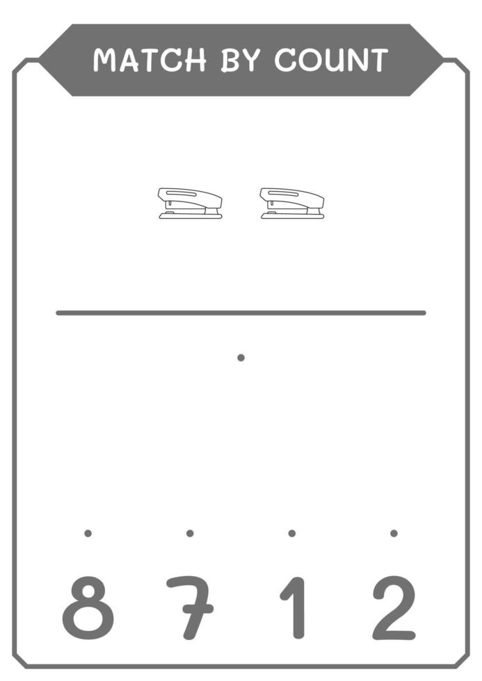 Match by count of Stapler, game for children. Vector illustration, printable worksheet