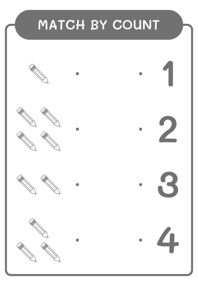 partido por cuenta de lápiz, juego para niños. ilustración vectorial, hoja de cálculo imprimible vector