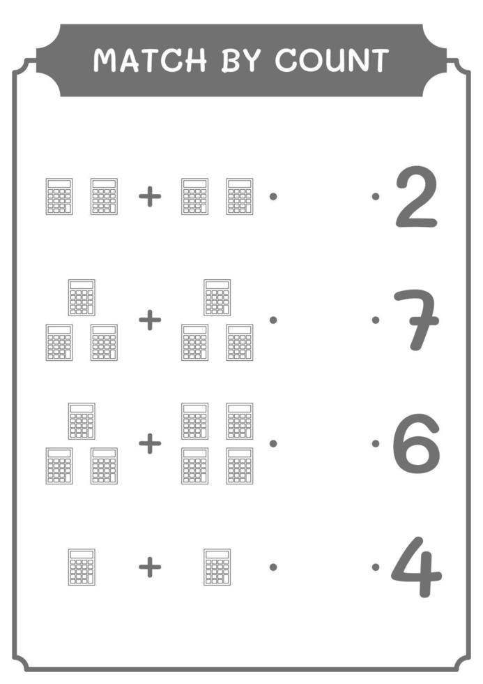 Match by count of Calculator, game for children. Vector illustration, printable worksheet