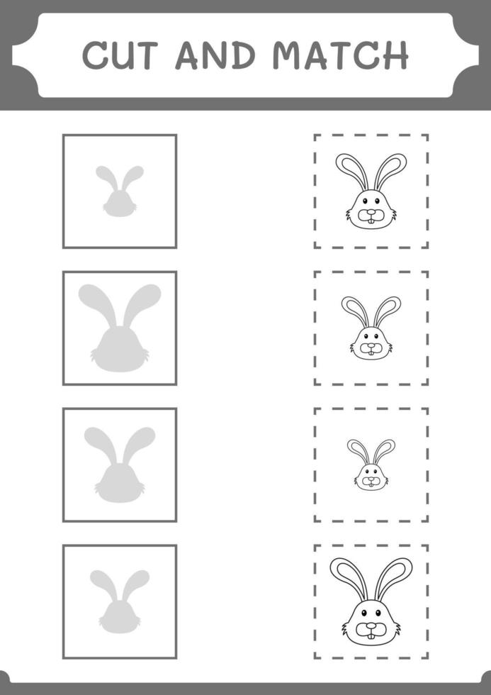 Cut and match parts of Rabbit, game for children. Vector illustration, printable worksheet