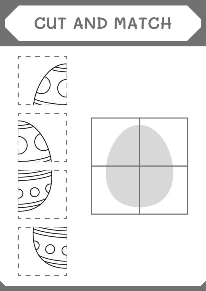cortar y unir partes del huevo de pascua, juego para niños. ilustración vectorial, hoja de cálculo imprimible vector