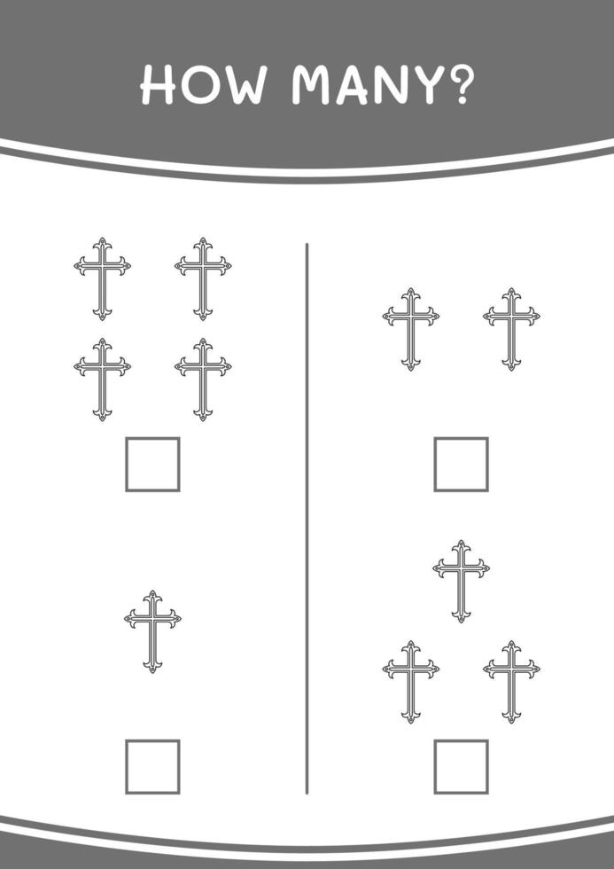 How many of Christian cross, game for children. Vector illustration, printable worksheet