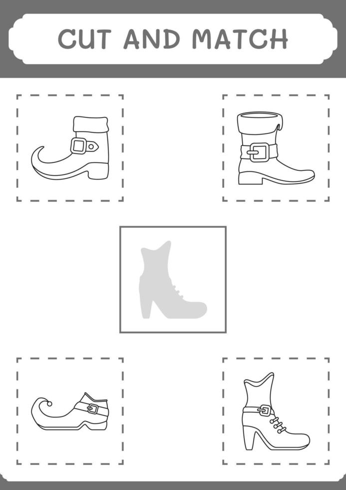 Cut and match parts of Leprechaun boot, game for children. Vector illustration, printable worksheet
