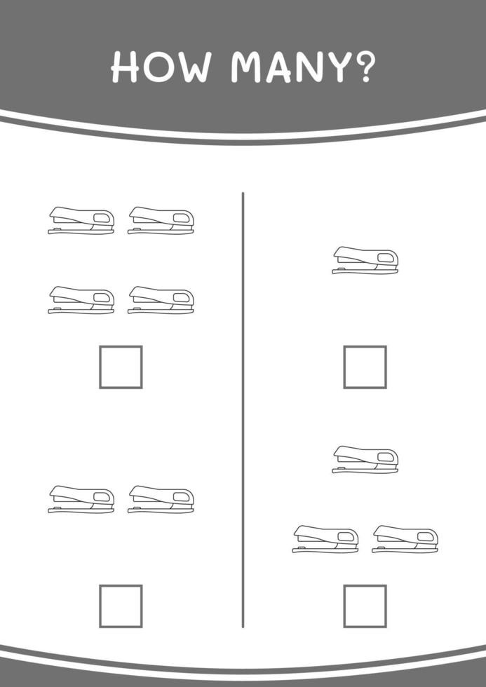 How many of Stapler, game for children. Vector illustration, printable worksheet