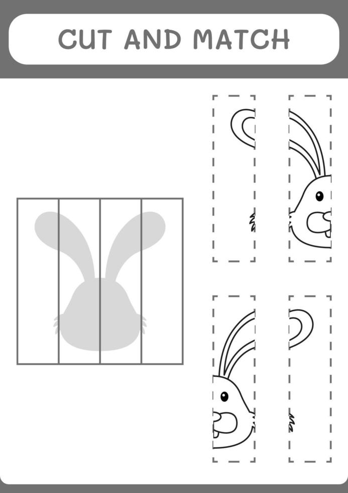 Cut and match parts of Rabbit, game for children. Vector illustration, printable worksheet