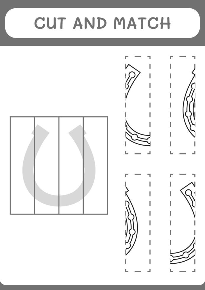 Cut and match parts of Horseshoe, game for children. Vector illustration, printable worksheet