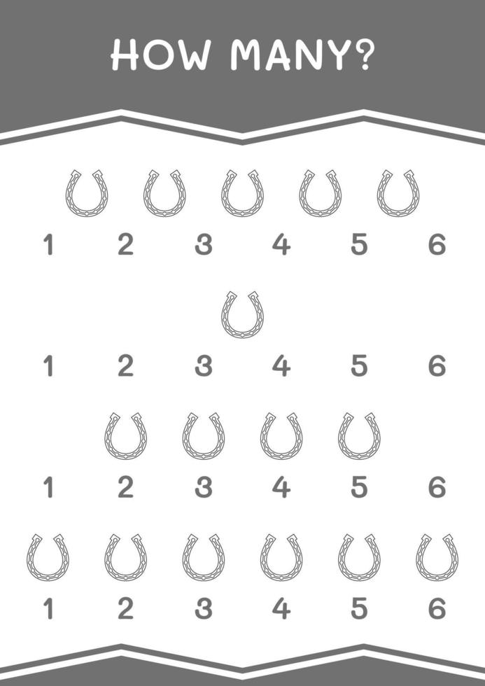 How many of Horseshoe, game for children. Vector illustration, printable worksheet