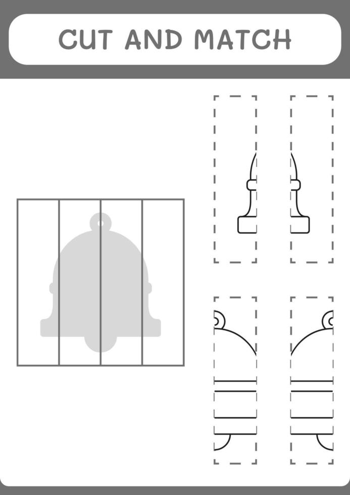 Cut and match parts of Bell, game for children. Vector illustration, printable worksheet