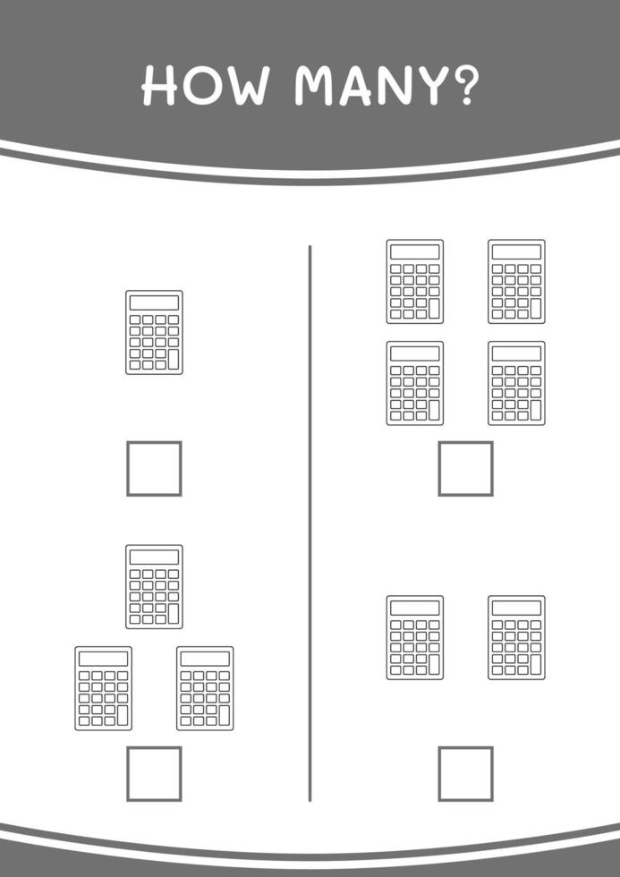 How many of Calculator, game for children. Vector illustration, printable worksheet