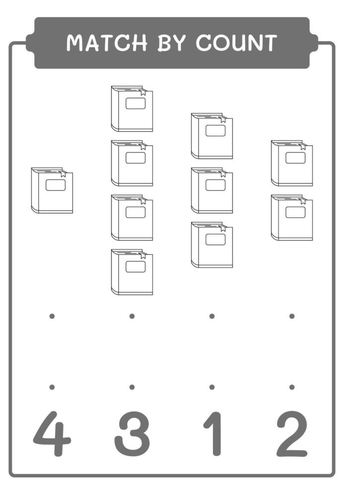 Match by count of Notebook, game for children. Vector illustration, printable worksheet