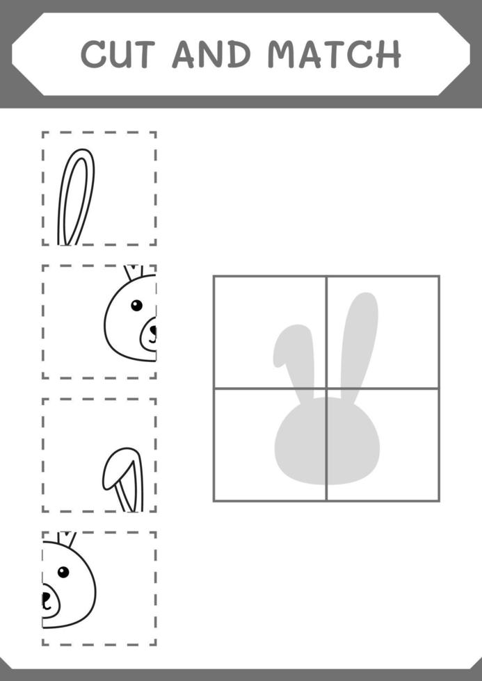 Cut and match parts of Rabbit, game for children. Vector illustration, printable worksheet