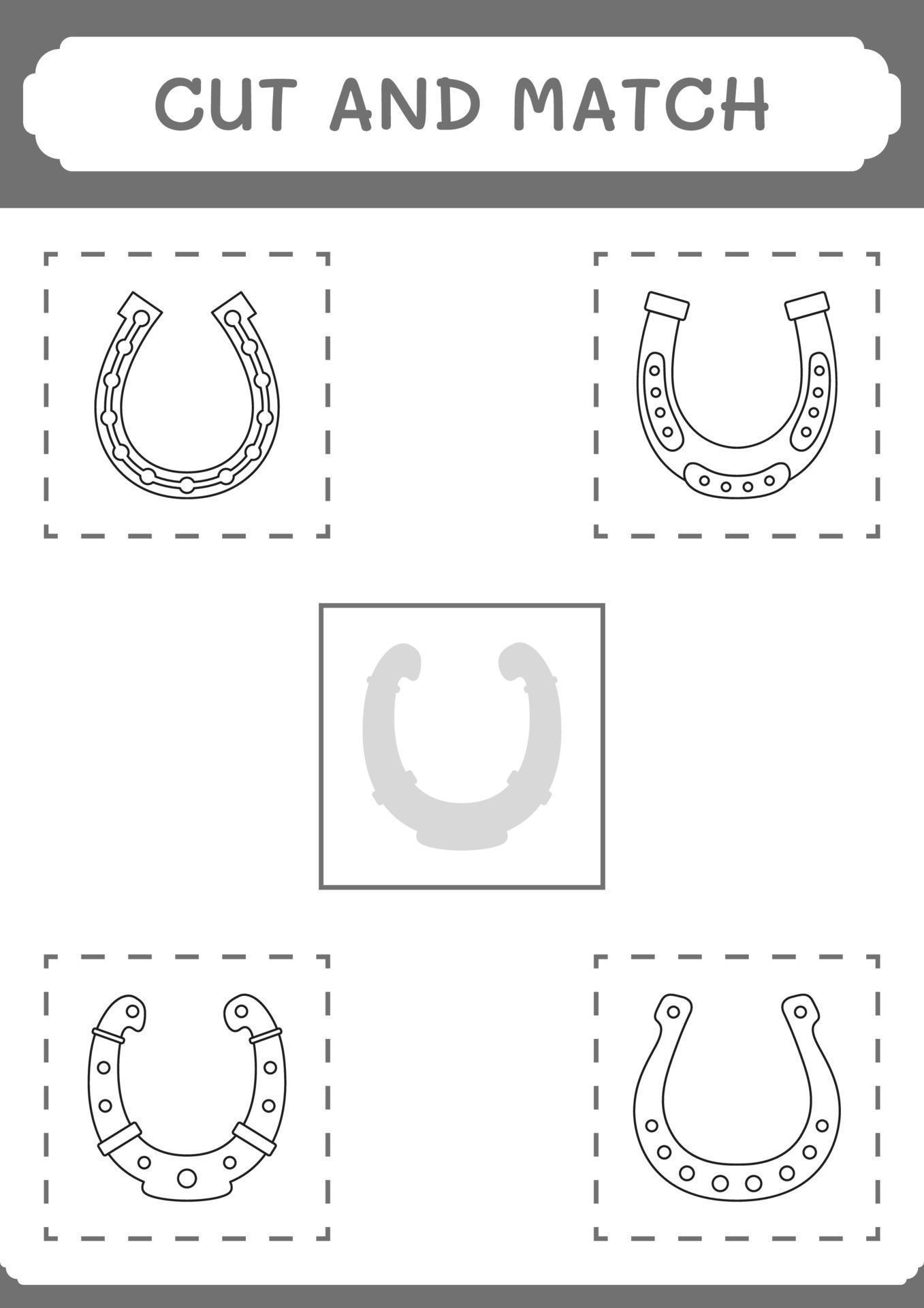 Cut and match parts of Horseshoe, game for children. Vector