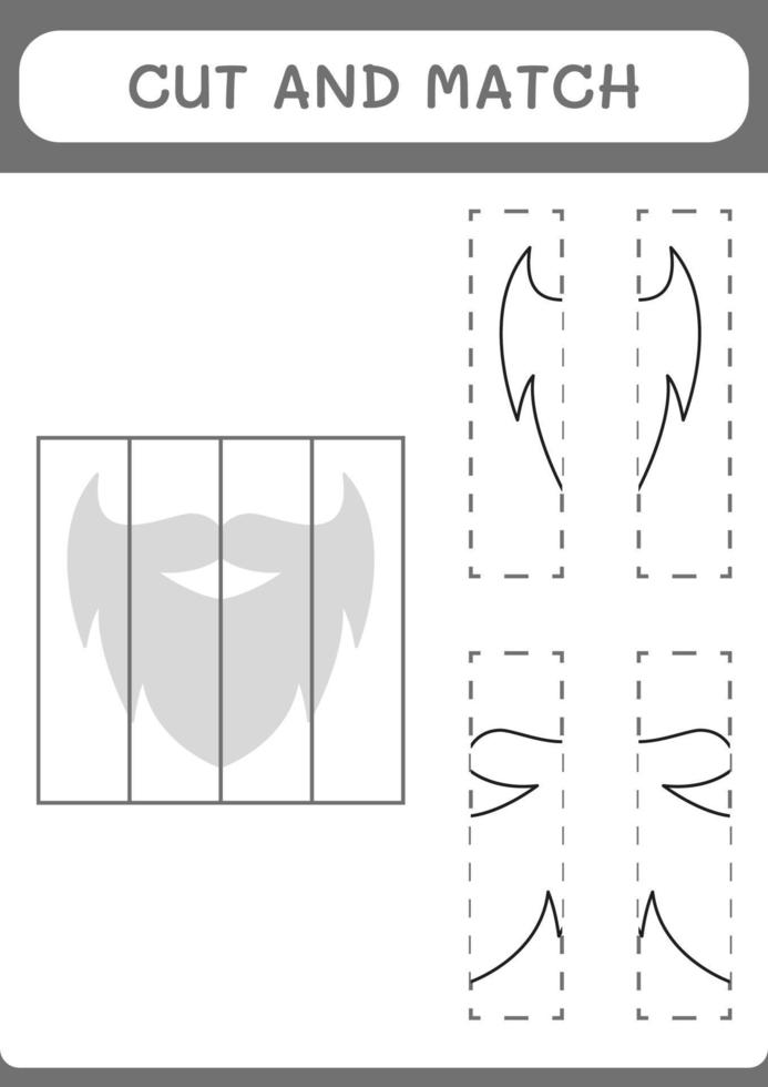 Cut and match parts of Leprechaun beard, game for children. Vector illustration, printable worksheet