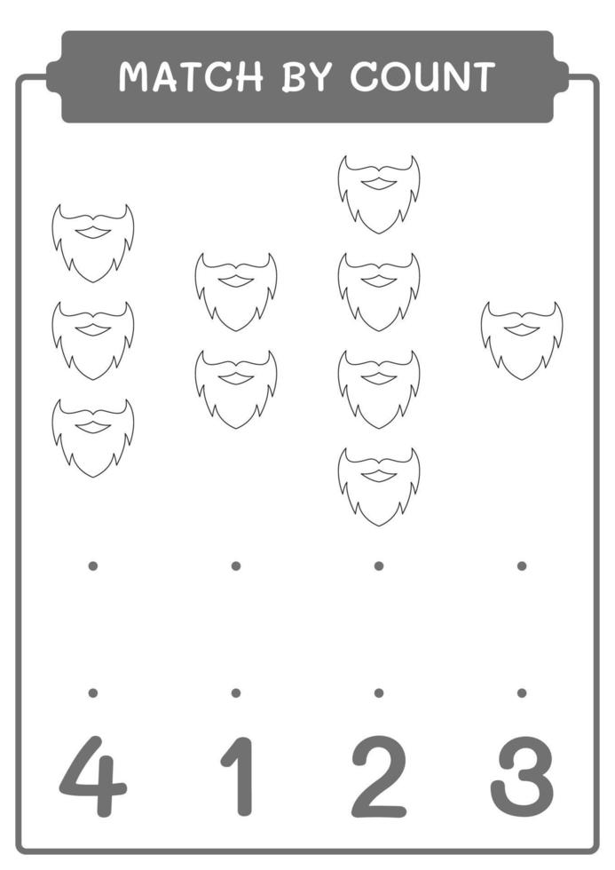 Match by count of Leprechaun beard, game for children. Vector illustration, printable worksheet