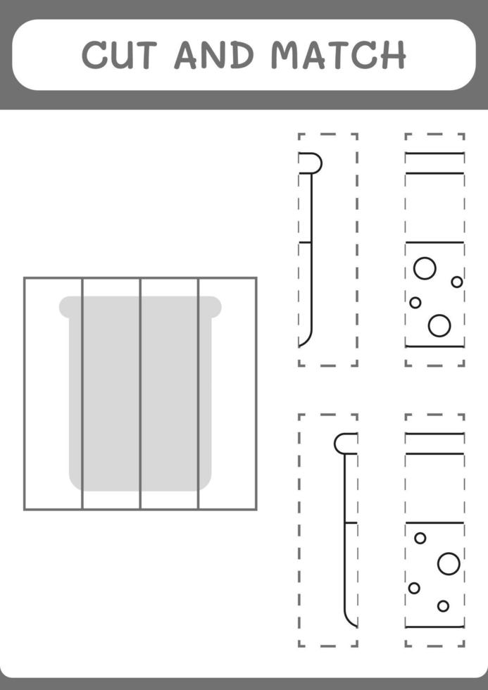 Cut and match parts of Chemistry flask, game for children. Vector illustration, printable worksheet