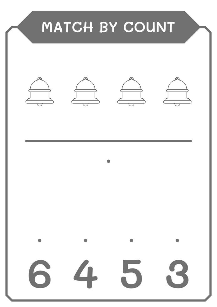 Match by count of Bell, game for children. Vector illustration, printable worksheet