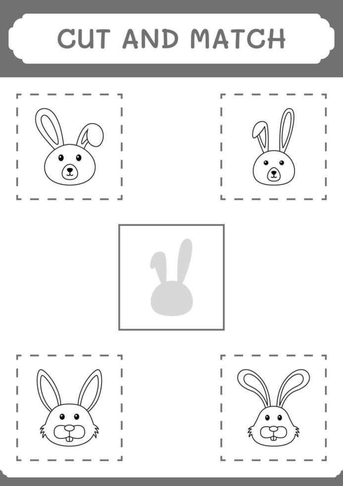 Cut and match parts of Rabbit, game for children. Vector illustration, printable worksheet
