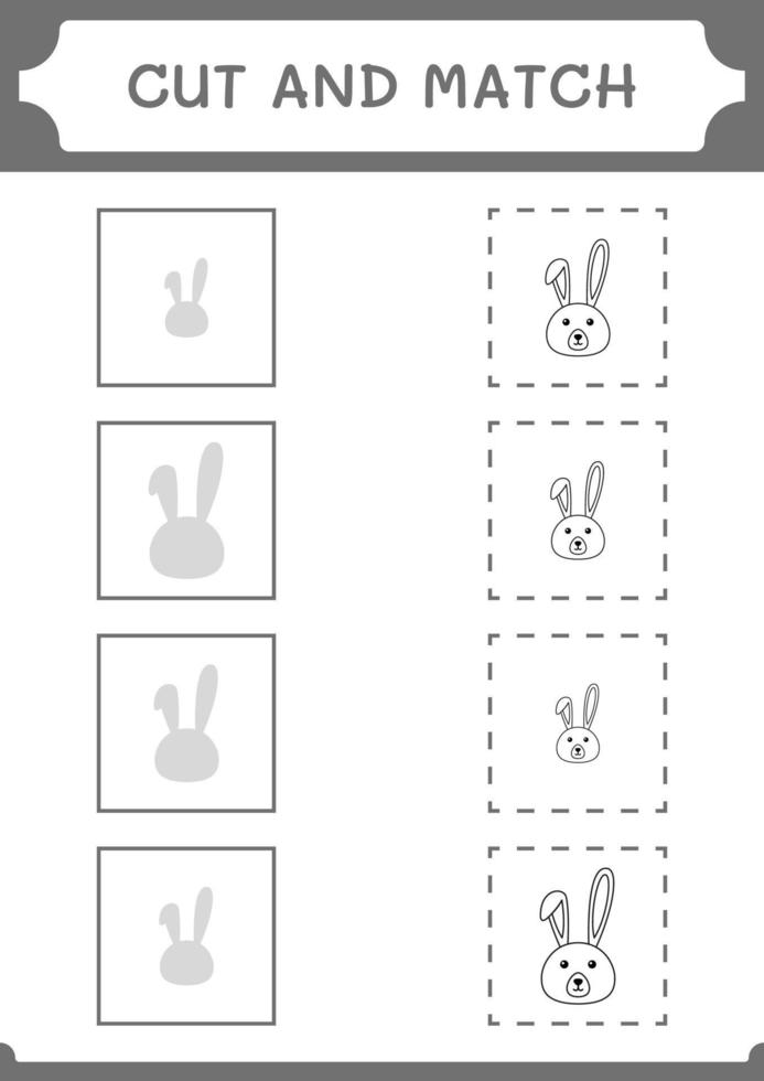 Cut and match parts of Rabbit, game for children. Vector illustration, printable worksheet