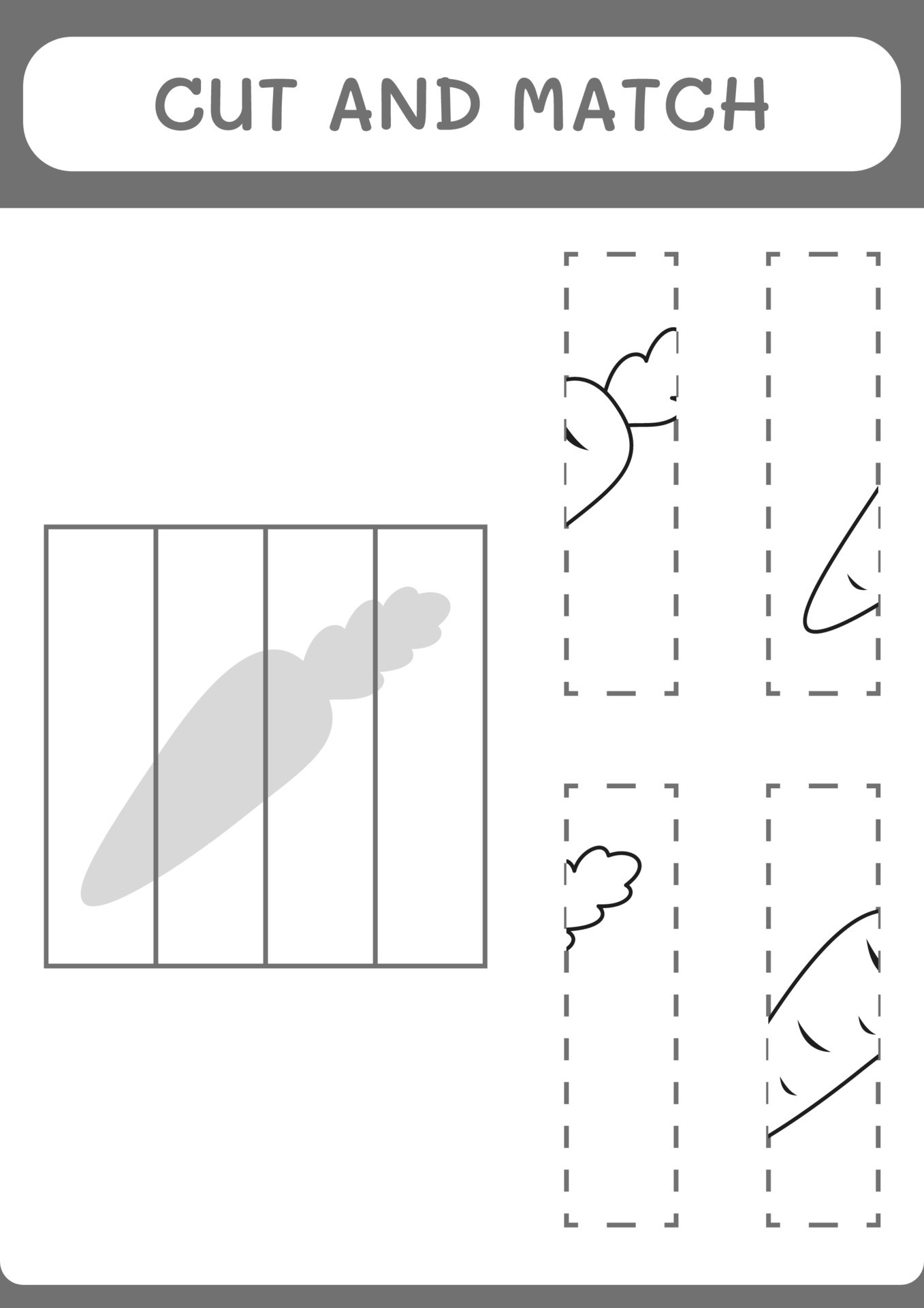 Cut and match parts of Carrot, game for children. Vector illustration ...